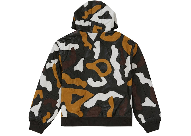 Supreme Camo Leather Hooded Jacket Green Camo