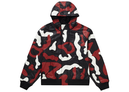 Supreme Camo Leather Hooded Jacket Red Camo
