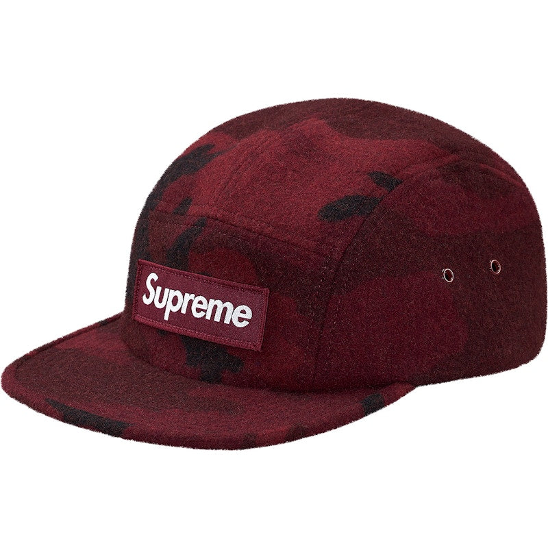 Supreme Camo Wool Camp Cap Burgundy