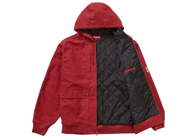Supreme Canvas Hooded Work Jacket Red
