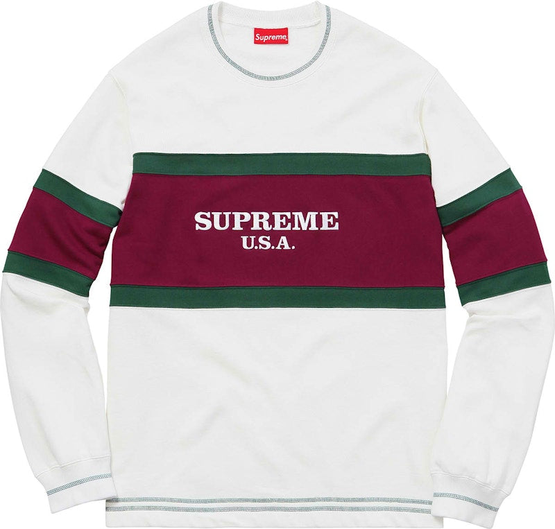 Supreme Center Strip Crewneck White