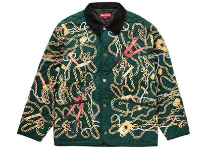Supreme Chains Quilted Jacket Dark Green