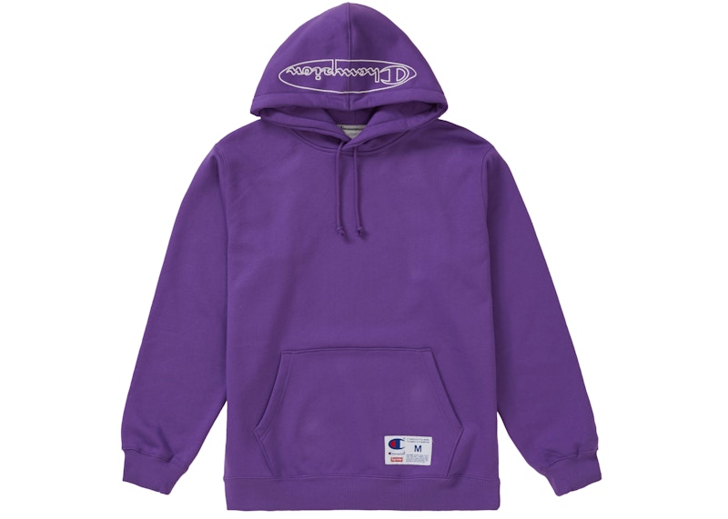 Supreme Champion Outline Hooded Sweatshirt Purple