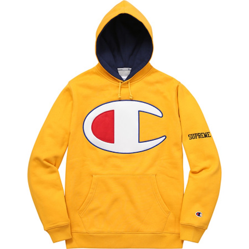 Supreme Champion Satin Logo Hoodie Gold