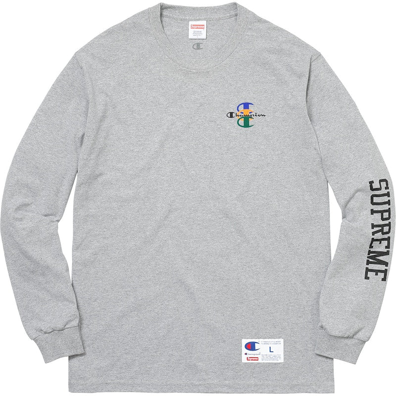 Supreme Champion Stacked C L/S Tee Heather Grey
