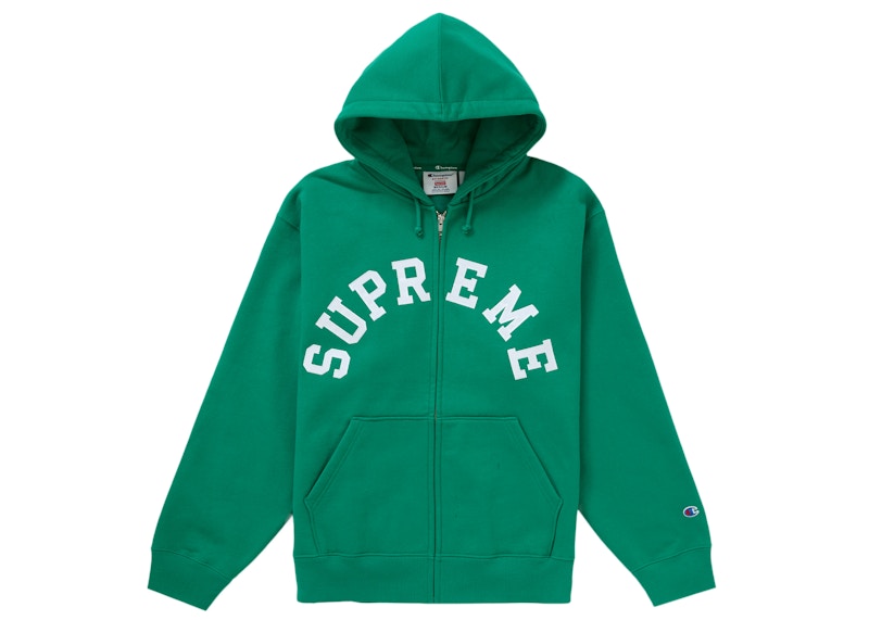 Supreme Champion Zip Up Hooded Sweatshirt Green