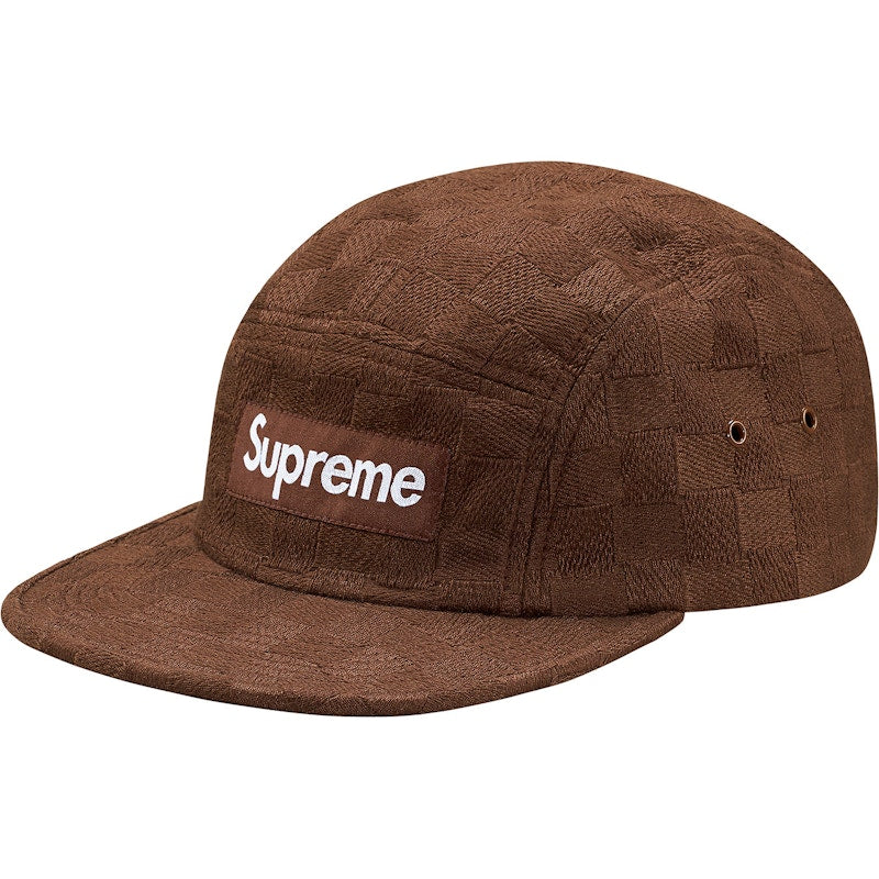 Supreme Checker Weave Camp Cap Brown