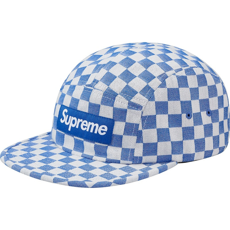 Supreme Checkerboard Camp Cap Blue