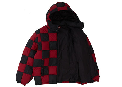 Supreme Checkerboard Puffy Jacket Dark Red