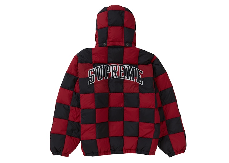 Supreme Checkerboard Puffy Jacket Dark Red