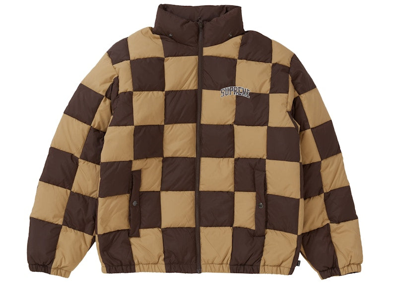 Supreme Checkerboard Puffy Jacket Tan
