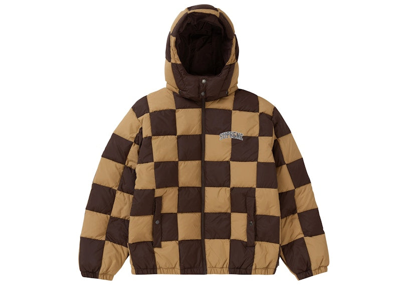 Supreme Checkerboard Puffy Jacket Tan