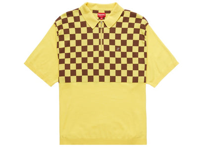 Supreme Checkerboard Zip Polo Yellow