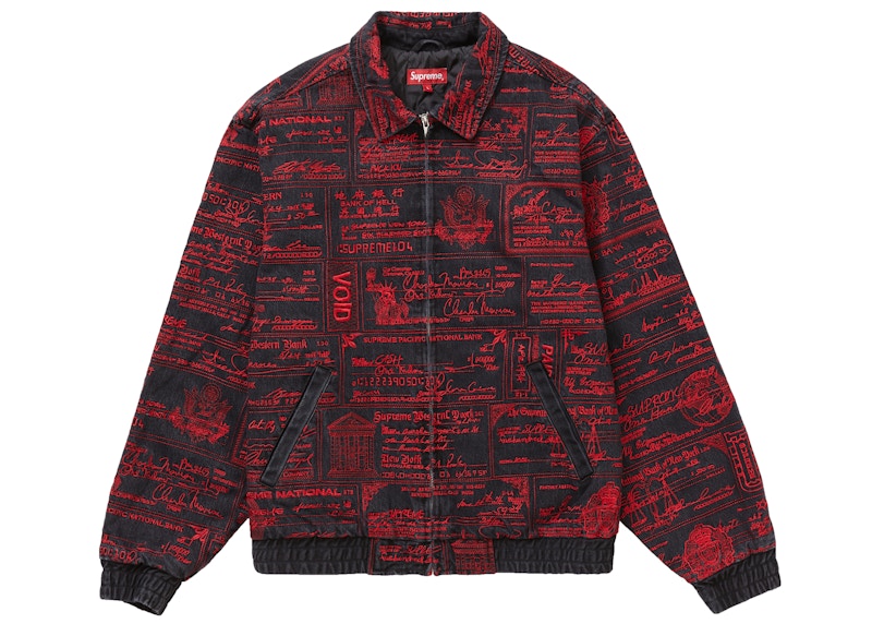 Supreme Checks Embroidered Denim Jacket Black