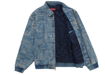 Supreme Checks Embroidered Denim Jacket Blue