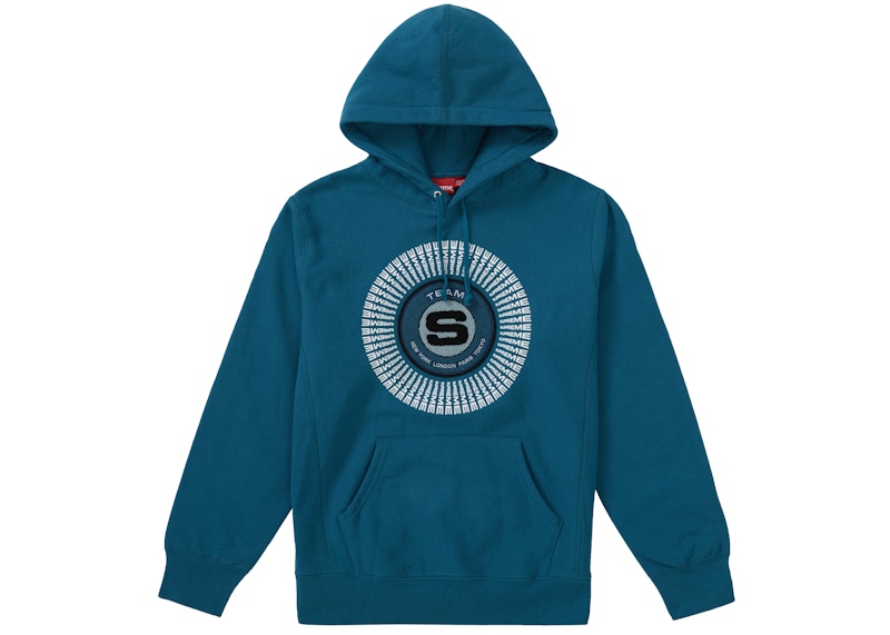 Supreme Chenille Applique Hooded Sweatshirt Marine Blue