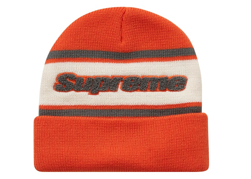 Supreme Chenille Stripe Beanie Orange