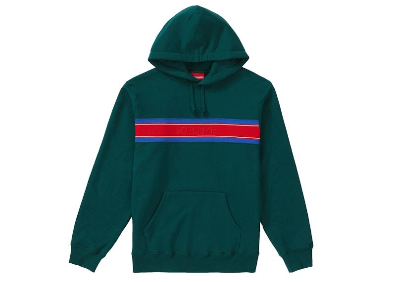 Supreme Chest Stripe Logo Hooded Sweatshirt Dark Green