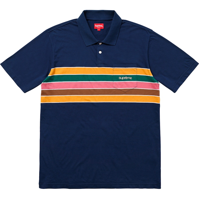 Supreme Chest Stripes Polo Aqua