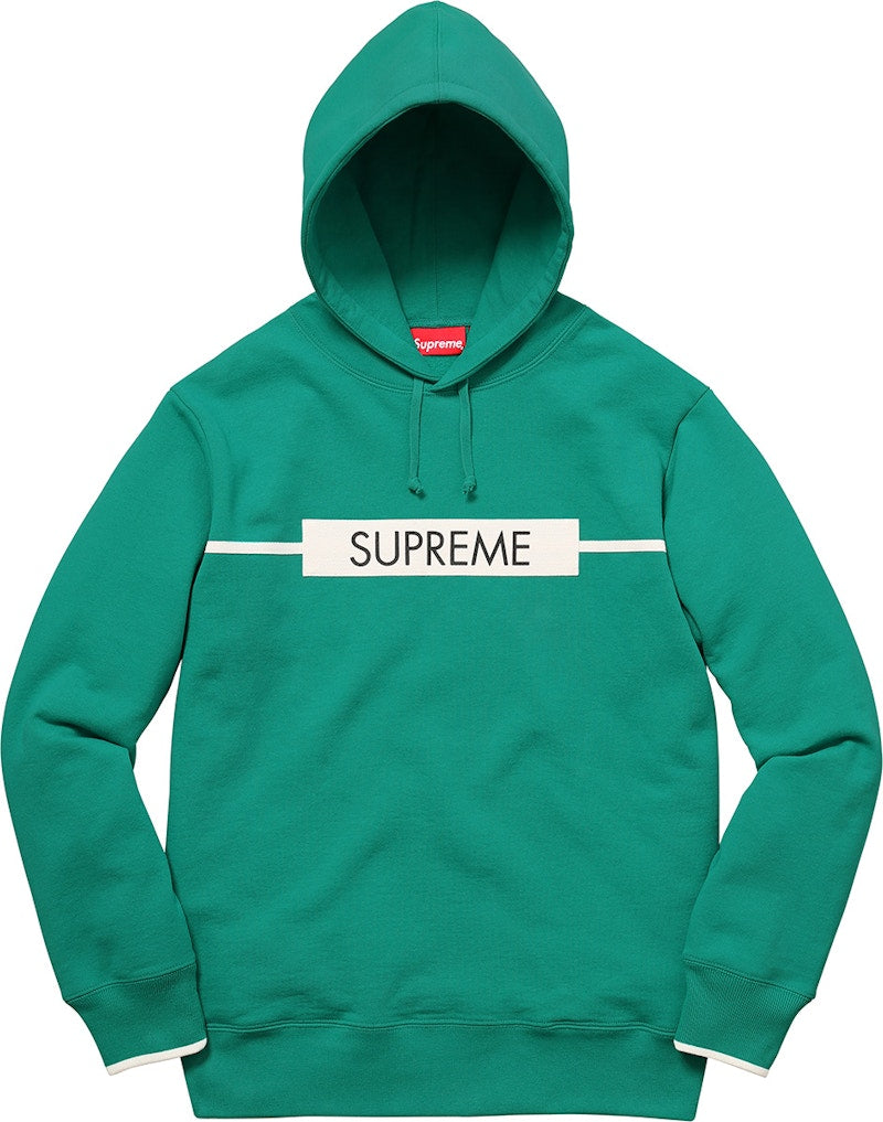 Supreme Chest Twill Tape Hooded Sweatshirt Aqua