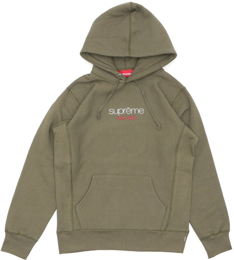 Supreme Chrome Classic Logo Hooded Sweatshirt Olive