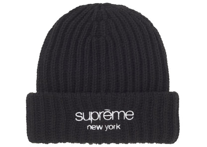 Supreme Chunky Rib Classic Logo Beanie Black