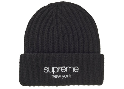 Supreme Classic Logo Chunky Ribbed Beanie (FW24) Black
