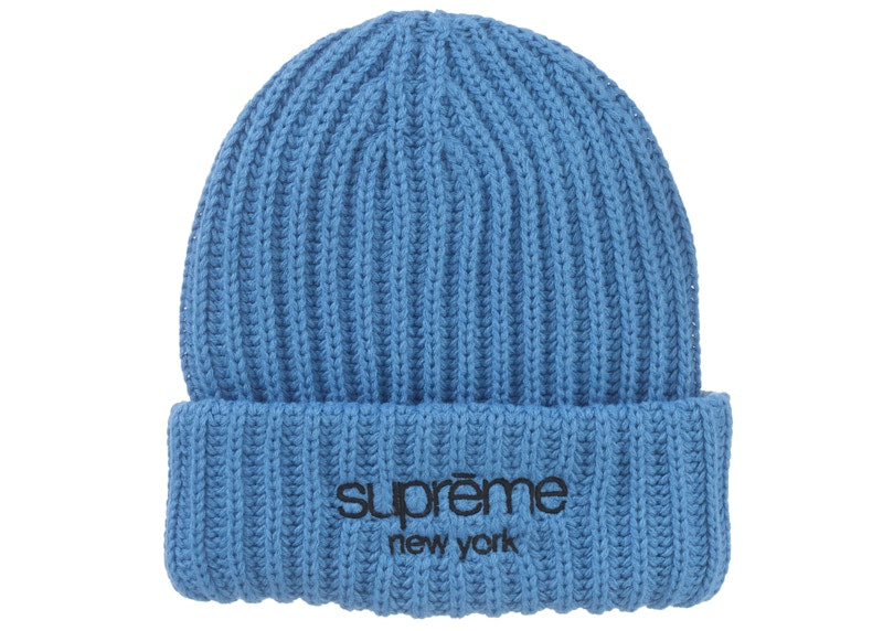 Supreme Classic Logo Chunky Ribbed Beanie (FW24) Blue