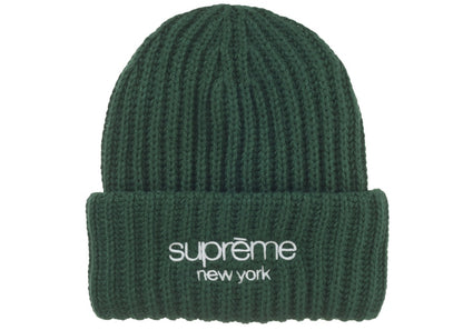 Supreme Classic Logo Chunky Ribbed Beanie (FW24) Dark Green