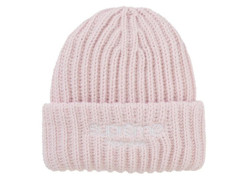 Supreme Classic Logo Chunky Ribbed Beanie (FW24) Light Pink