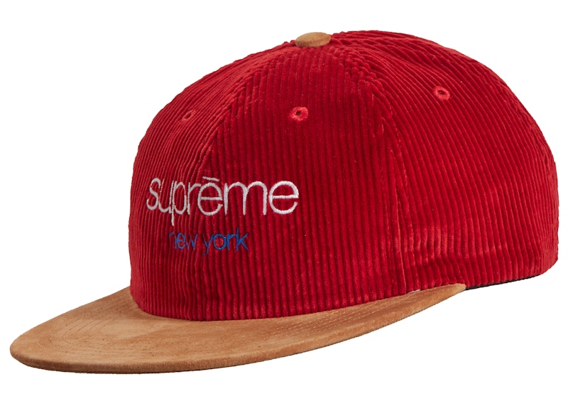 Supreme Classic Logo Corduroy 6-Panel Red