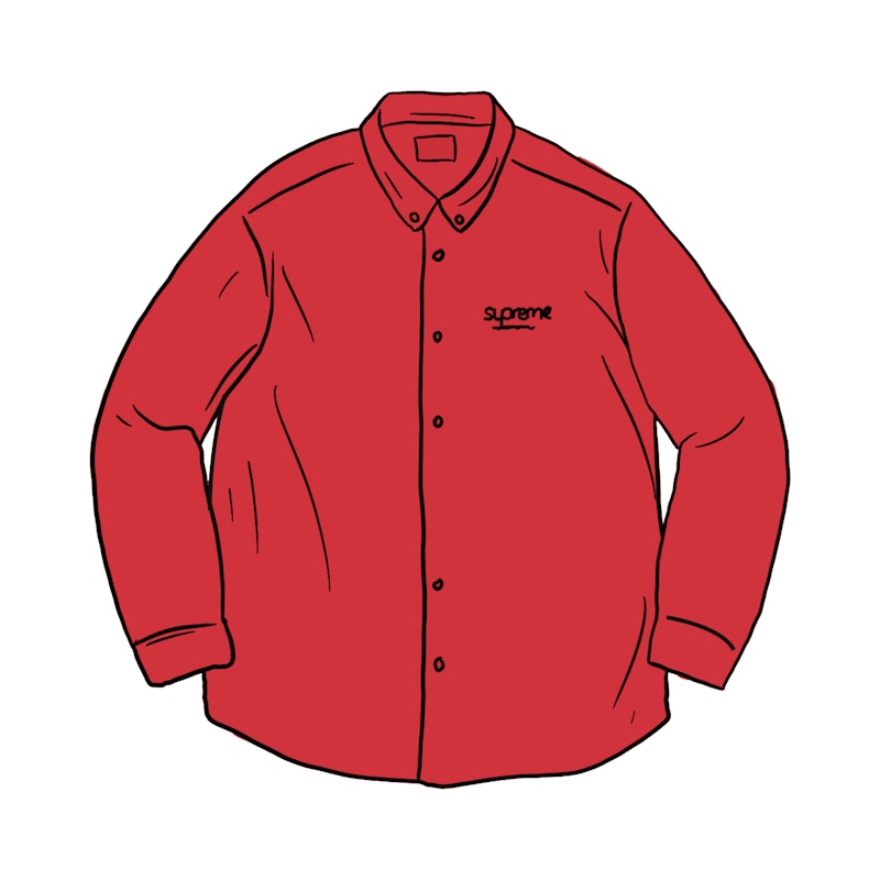 Supreme Classic Logo Denim Shirt Red