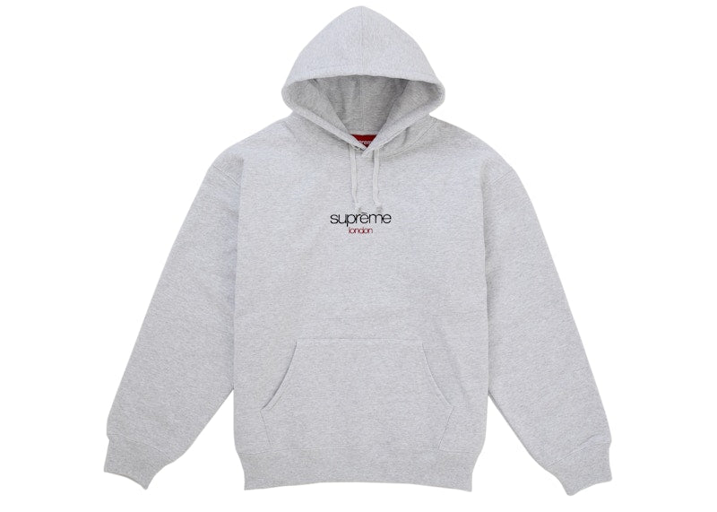 Supreme Classic Logo Shop Hooded Sweatshirt Ash Grey