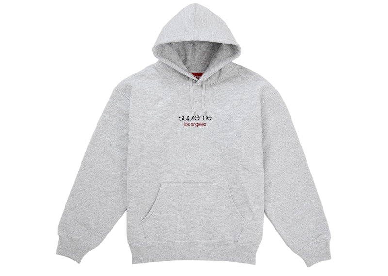 Supreme Classic Logo Los Angeles Shop Hooded Sweatshirt Heather Grey