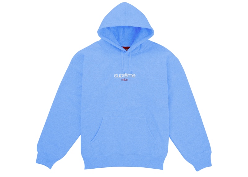Supreme Classic Logo Milan Shop Hooded Sweatshirt Light Blue