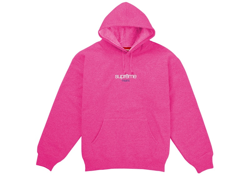 Supreme Classic Logo Miami Shop Hooded Sweatshirt Pink