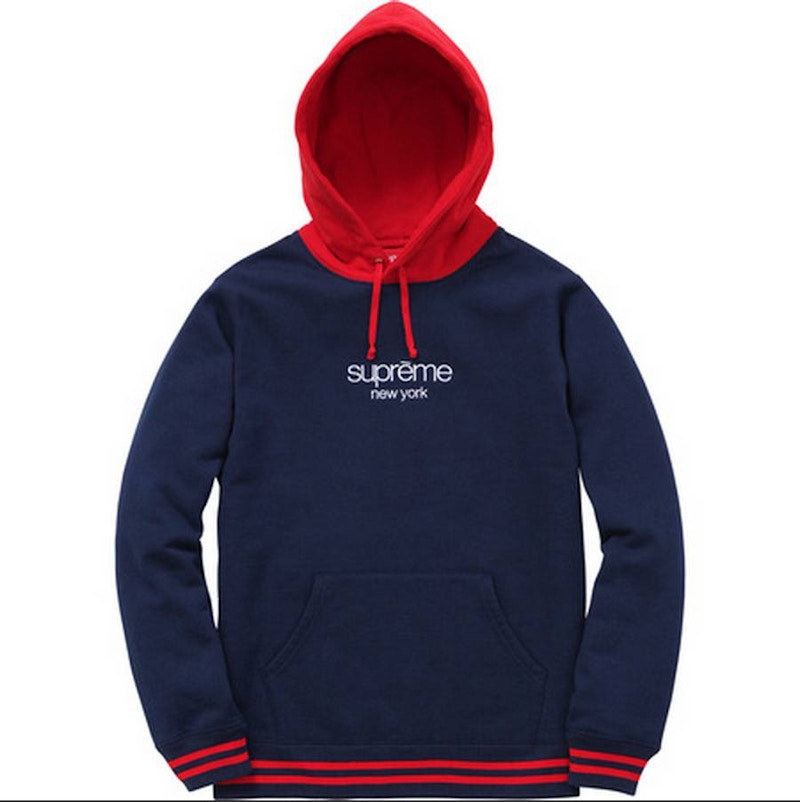 Supreme Classic Logo Two Tone Hoodie Navy