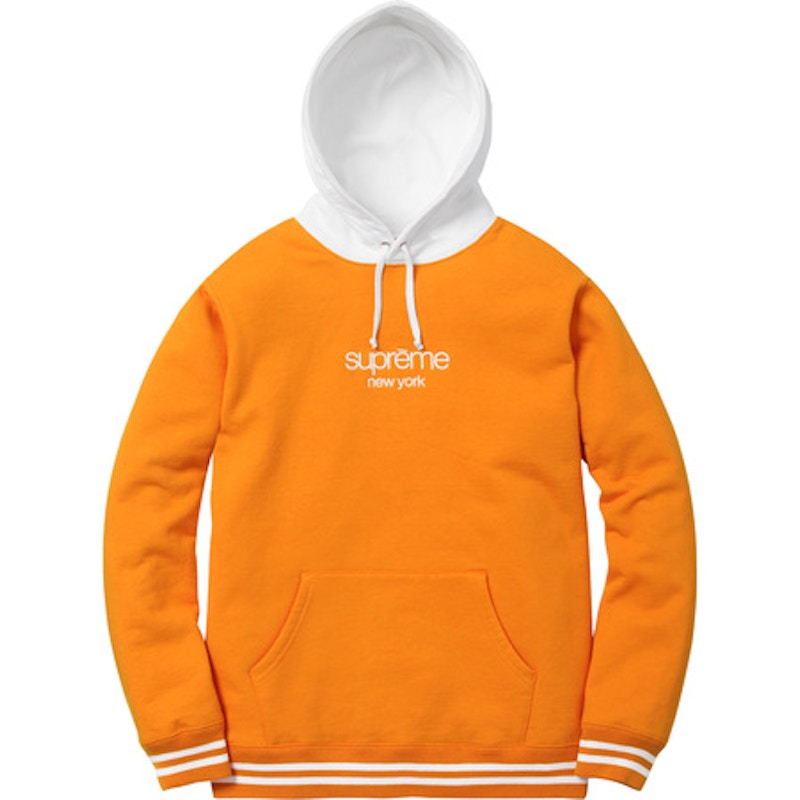 Supreme Classic Logo Two Tone Hoodie Orange