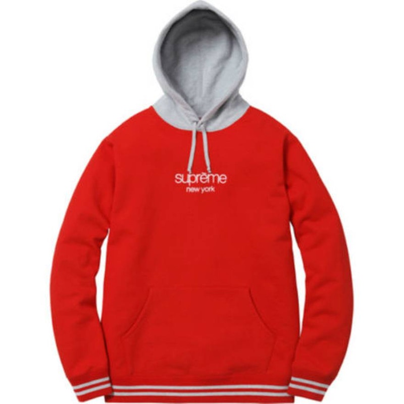 Supreme Classic Logo Two Tone Hoodie Red