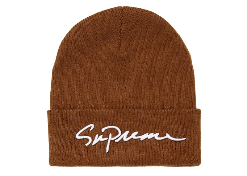 Supreme Classic Script Beanie Brown