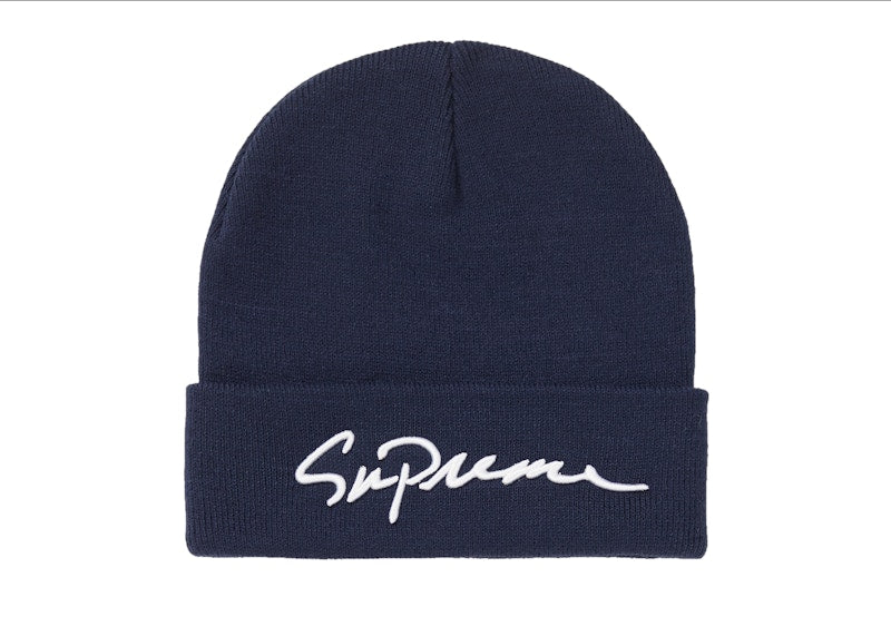 Supreme Classic Script Beanie Navy