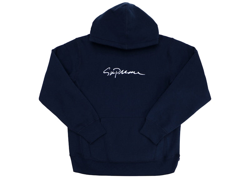 Supreme Classic Script Hooded Sweatshirt Navy