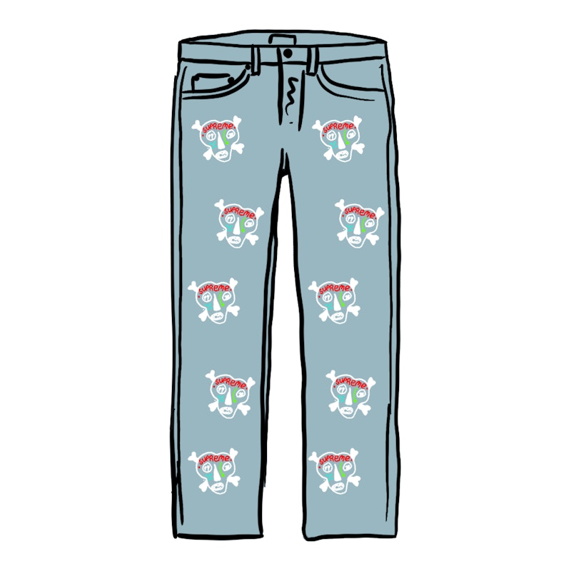 Supreme Clayton Patterson Skulls Embroidered Regular Jean Blue