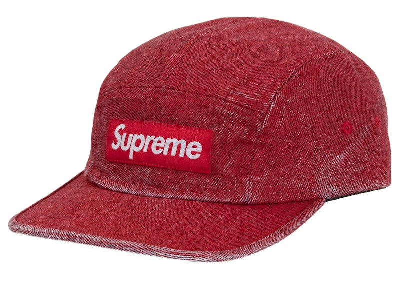 Supreme Coated Denim Camp Cap Red
