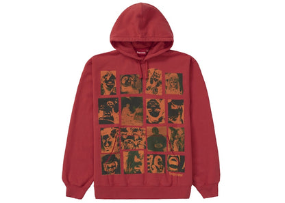 Supreme Collage Grid Hooded Sweatshirt Burnt Red