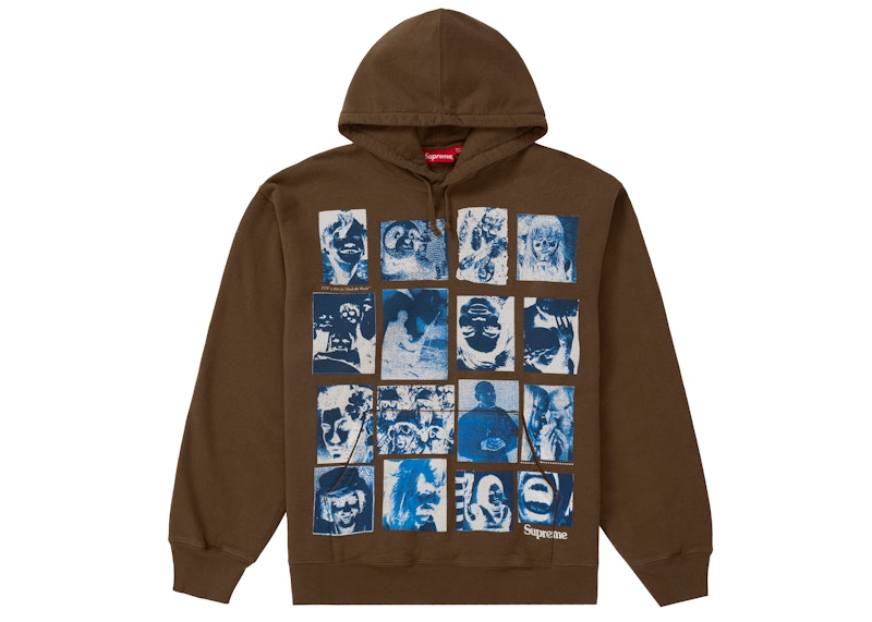 Supreme Collage Grid Hooded Sweatshirt Olive Brown