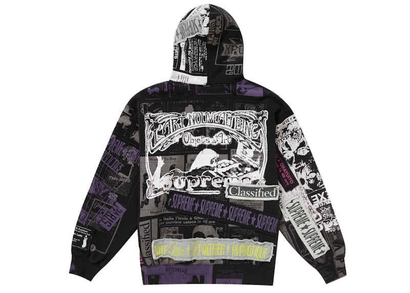 Supreme Collage Zip Up Hooded Sweatshirt Black