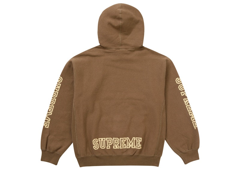 Supreme Collegiate Sleeve Hooded Sweatshirt Olive Brown