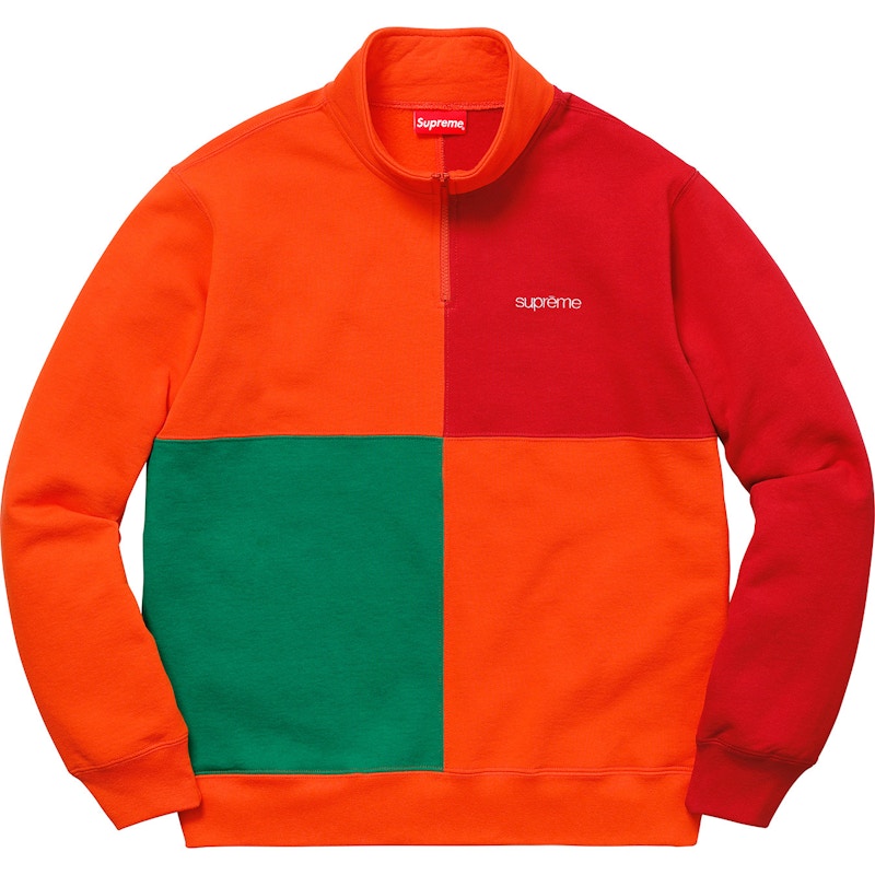 Supreme Color Blocked Half Zip Sweatshirt Dark Orange