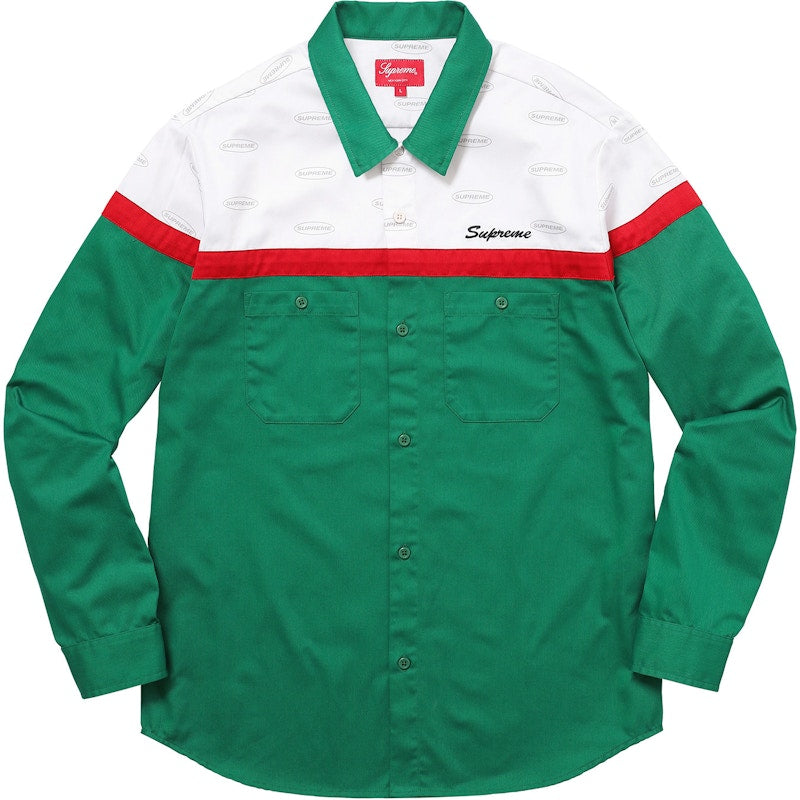 Supreme Color Blocked Work Shirt Green